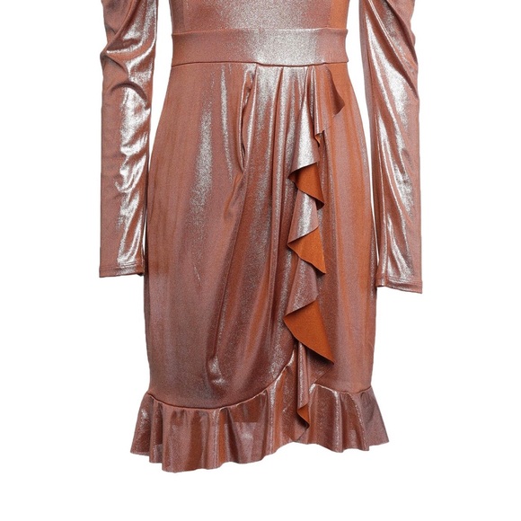 VANESSA SCOTT Metallic Brown Short Dress M - Picture 5 of 5